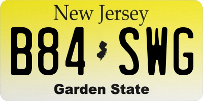 NJ license plate B84SWG