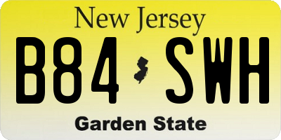 NJ license plate B84SWH