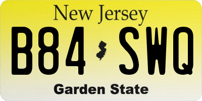 NJ license plate B84SWQ