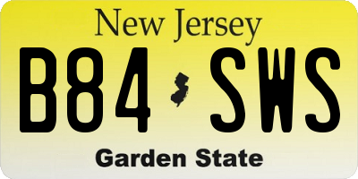 NJ license plate B84SWS