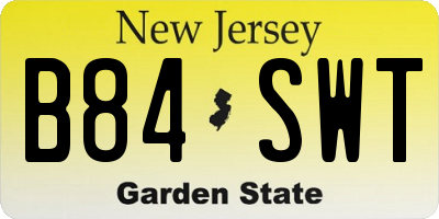 NJ license plate B84SWT