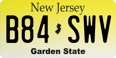 NJ license plate B84SWV