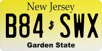 NJ license plate B84SWX