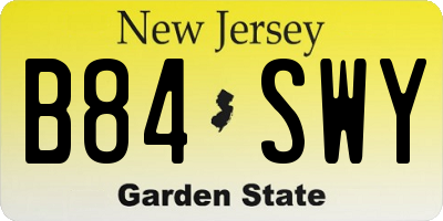 NJ license plate B84SWY