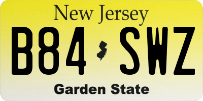 NJ license plate B84SWZ