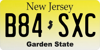 NJ license plate B84SXC