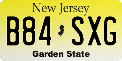 NJ license plate B84SXG