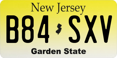 NJ license plate B84SXV
