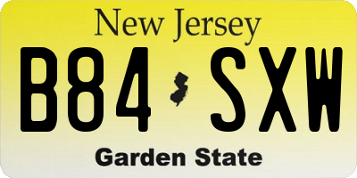 NJ license plate B84SXW