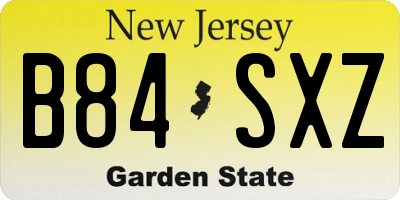 NJ license plate B84SXZ