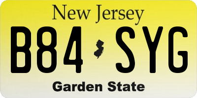 NJ license plate B84SYG