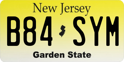NJ license plate B84SYM