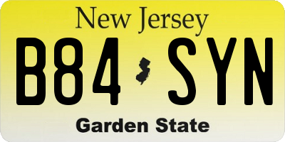 NJ license plate B84SYN