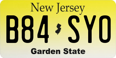NJ license plate B84SYO