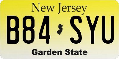NJ license plate B84SYU