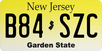 NJ license plate B84SZC