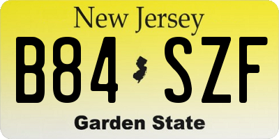 NJ license plate B84SZF