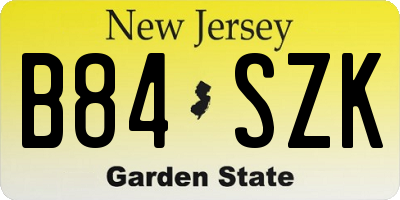 NJ license plate B84SZK