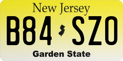 NJ license plate B84SZO