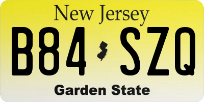 NJ license plate B84SZQ