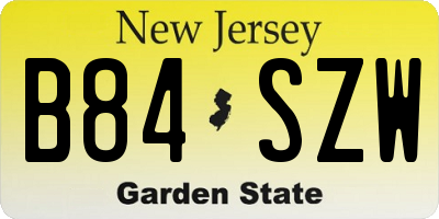 NJ license plate B84SZW