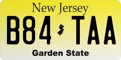 NJ license plate B84TAA