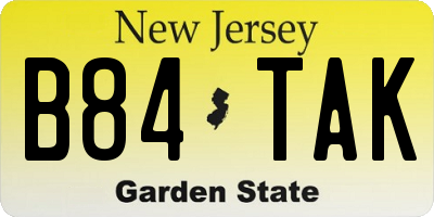 NJ license plate B84TAK