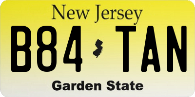 NJ license plate B84TAN