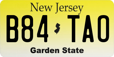 NJ license plate B84TAO