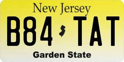 NJ license plate B84TAT