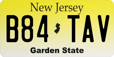NJ license plate B84TAV
