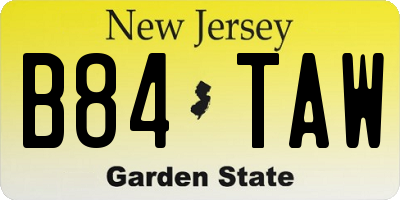NJ license plate B84TAW
