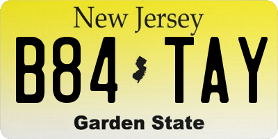 NJ license plate B84TAY