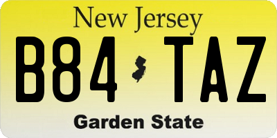 NJ license plate B84TAZ