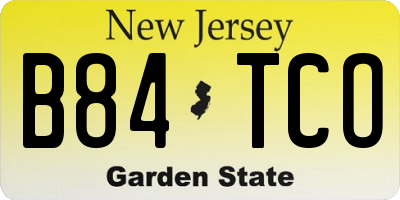 NJ license plate B84TCO