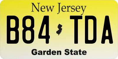 NJ license plate B84TDA