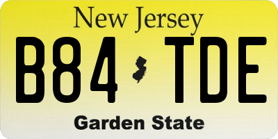 NJ license plate B84TDE