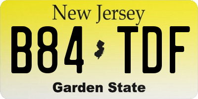 NJ license plate B84TDF