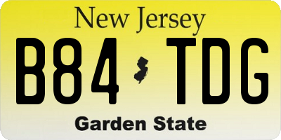 NJ license plate B84TDG
