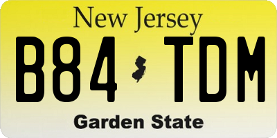 NJ license plate B84TDM