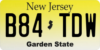 NJ license plate B84TDW