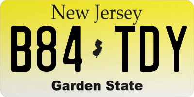NJ license plate B84TDY