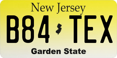 NJ license plate B84TEX