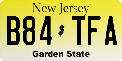 NJ license plate B84TFA
