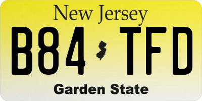 NJ license plate B84TFD