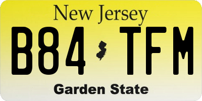 NJ license plate B84TFM