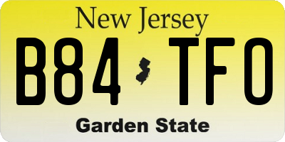NJ license plate B84TFO