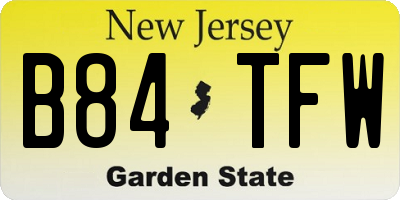 NJ license plate B84TFW