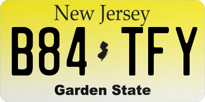 NJ license plate B84TFY