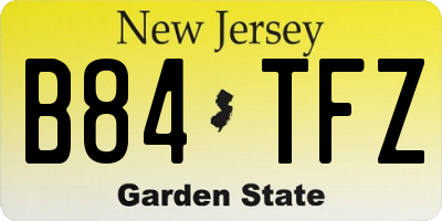 NJ license plate B84TFZ